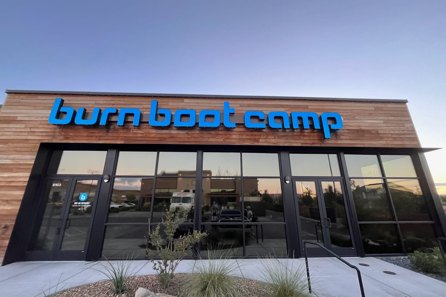 Burn Boot Camp storefront in St. George with clean full-height entry glass