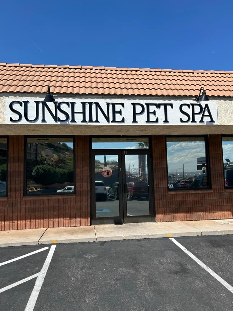 Sunshine Pet Spa storefront with freshly tinted windows in St. George